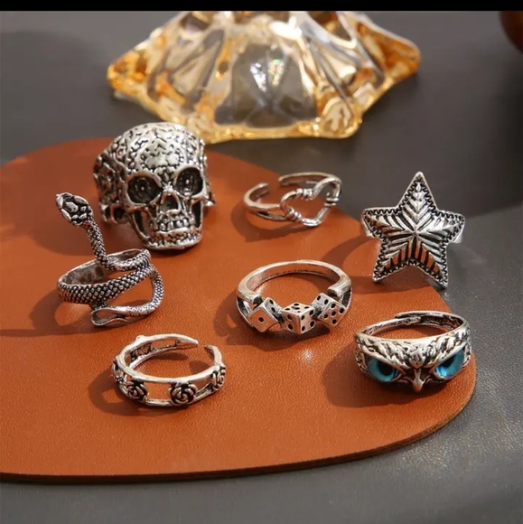SKULL star eagle eye ring bundle - Picture 3 of 5
